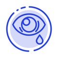 Eye, Droop, Eye, Sad Blue Dotted Line Line Icon