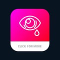 Eye, Droop, Eye, Sad Mobile App Button. Android and IOS Line Version