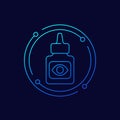 Eye drops icon with a dropper, linear design