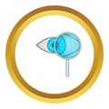 Eye exam and magnifying glass icon