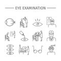 Eye Examination. Line icons set. Vector signs