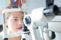 Eye examination at slit lamp Royalty Free Stock Photo