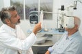 Eye examination at slit lamp Royalty Free Stock Photo