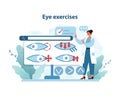 Eye Exercise Guide Illustration. A doctor recommends ocular exercises to maintain eye health.