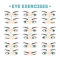 Eye exercise set. Collection of movement for eyes