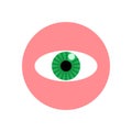 Eye, eyeball flat icon. Round colorful button, Sight circular vector sign, logo illustration.