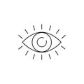 Eye with eyelashes line icon. Look and Vision icon. Eye vector icon in flat Royalty Free Stock Photo