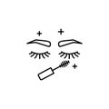 Eye, eyelashes, mascara, eyebrow icon. Simple line, outline vector makeup icons for ui and ux, website or mobile application Royalty Free Stock Photo