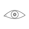 eye with farsightedness problems icon. Element of cyber security for mobile concept and web apps icon. Thin line icon for website