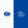 Eye, Find, Look, Looking, Search, See, View Line and Glyph Solid icon Blue banner Line and Glyph Solid icon Blue banner