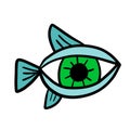 Eye fish hand drawn vector icon doodle logo in cartoon style Royalty Free Stock Photo