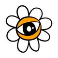 Eye flower chamomile hand drawn vector doodle icon logo in cartoon style Royalty Free Stock Photo