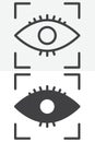 Eye focus vector icon set in line and solid different style Royalty Free Stock Photo