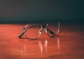 Eye Glasses Close Table Wood Shot Royalty Free Stock Photo