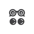 Eye glasses and eye lens vector icon