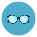 Eye Glasses Icon Modern Eyeglasses On Blue Round Background Royalty Free Stock Photo