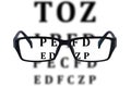 Eye glasses isolated with eye chart