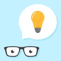 Eye glasses, light bulb, flat design vector illustration