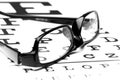 Eye Glasses Lying on Snellen Chart Royalty Free Stock Photo