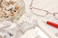 Eye glasses and a pen on sheet Royalty Free Stock Photo