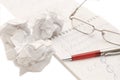 Eye glasses and a pen on sheet Royalty Free Stock Photo