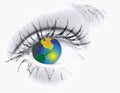 Eye with globe Royalty Free Stock Photo