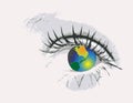 Eye with globe Royalty Free Stock Photo