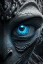 Eye of gray alien, face of sentient being from deep space close-up, illustration, generative AI Royalty Free Stock Photo