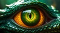 Eye of green dragon, close up. Royalty Free Stock Photo