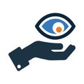 eye, hand, eyeball, eye on hand icon