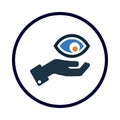 eye, hand, eyeball, eye on hand icon