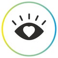 eye with heart icon, vision love, flat symbol
