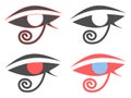 Eye of Horus. Ancient Egyptian amulet symbol. Set of icons on a white background. Vector