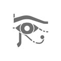 Eye of Horus, ancient egyptian moon grey icon.