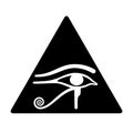 Eye of Horus, All-Seeing Eye of God, in black triangle or pyramid