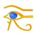 Eye of Horus Egypt Deity, Eye of Ra, Egyptian Hieroglyphic Mystical Sign, Ancient Symbol of Egypt Flat Style Vector