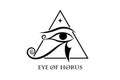 Eye Of Horus Logo design. The ancient Egyptian Moon sign. Mighty Pharaohs amulet, black vector tattoo isolated on white