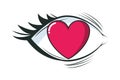 Eye human with heart pop art style icon Royalty Free Stock Photo