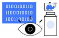 Eye and Binary Code Concept with Digital Security and Video Recognition Elements Royalty Free Stock Photo