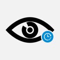 Eye icon with clock sign. Eye icon and countdown, deadline, schedule, planning symbol Royalty Free Stock Photo