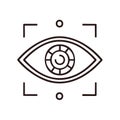 Eye Icon with Focus Frame in Outline Style for Technology and Security Royalty Free Stock Photo