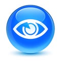 Eye icon glassy cyan blue round button