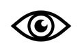 Eye icon. Pictogram of view, optical eyesight and anatomy. Symbol of eyeball, vision, science and web. Logo of human eye for