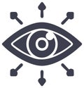 Eye icon with radiating arrows symbolizing vision perception and awareness Royalty Free Stock Photo