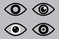 Eye icon set on gray background. Medicine ophthalmology sign. Vision test symbol. Vector illustration. Stock image. Royalty Free Stock Photo