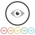 Eye icon. Set icons in color circle buttons Royalty Free Stock Photo