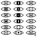 Eye icon set. Set of vector eyes. Vector. Royalty Free Stock Photo