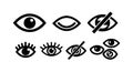 Eye icon set with visible and hidden symbols for user interface and design elements vector illustration Royalty Free Stock Photo