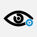 Eye icon with settings sign. Eye icon and customize, setup, manage, process symbol