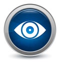 Eye icon starburst shiny blue round button illustration design concept Royalty Free Stock Photo